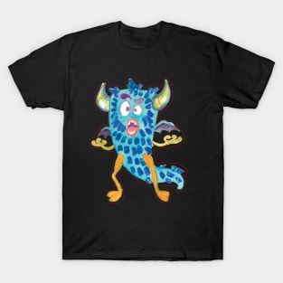 Halloween Fuzzy blue Cartoon Monster T-Shirt